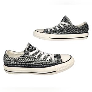 Converse All Star Shoes Womens 7.5 Black White Zebra Fuzzy Soft Low Top Sneakers